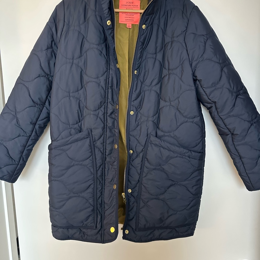 J. Crew Navy Quilted Cocoon Puffer Jacket - Picture 4 of 4
